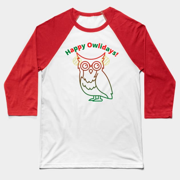 Happy Holidays owl shirt | Funny Christmas shirt Baseball T-Shirt by Fayn